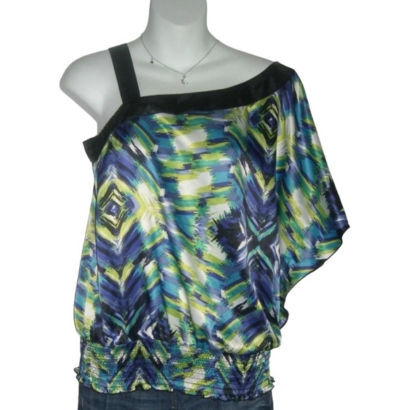 Vintage 90's Alyx Blouse One Shoulder Kimono Sleeve Club y2k Coquette ALT egirl - Picture 1 of 9